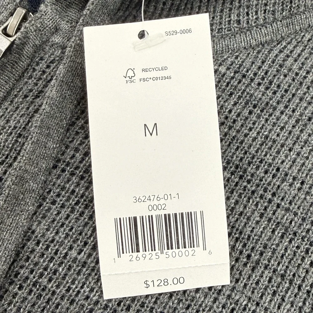 Banana Republic Hoodie Men's M NWT Dark Charcoal Full Zip Waffle Knit MSRP: $128